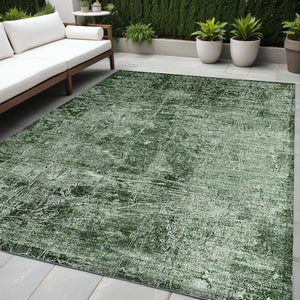 Homeroots 5' X 8' Emerald Abstract Washable Non Skid Indoor Outdoor Area Rug Emerald Polyester 563101