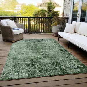 Homeroots 5' X 8' Emerald Abstract Washable Non Skid Indoor Outdoor Area Rug Emerald Polyester 563101