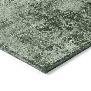 Homeroots 5' X 8' Emerald Abstract Washable Non Skid Indoor Outdoor Area Rug Emerald Polyester 563101