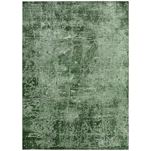 Homeroots 8' X 10' Emerald Abstract Washable Non Skid Indoor Outdoor Area Rug Emerald Polyester 563103