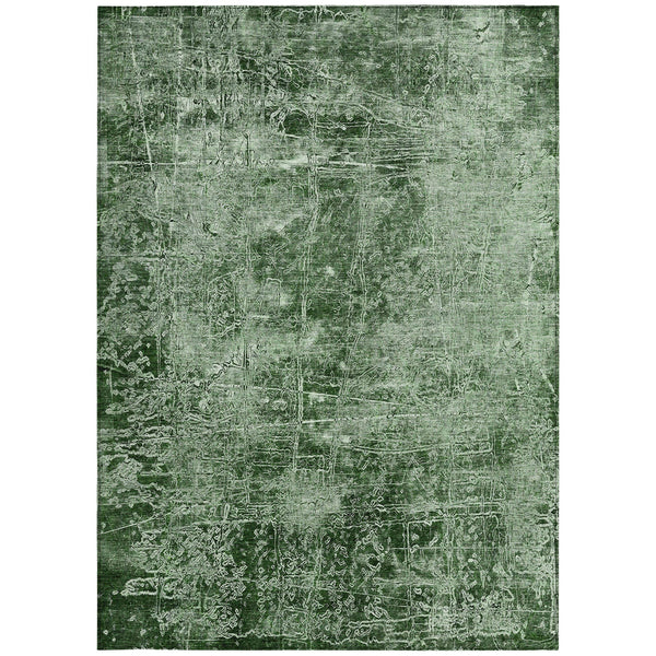 Homeroots 8' X 10' Emerald Abstract Washable Non Skid Indoor Outdoor Area Rug Emerald Polyester 563103