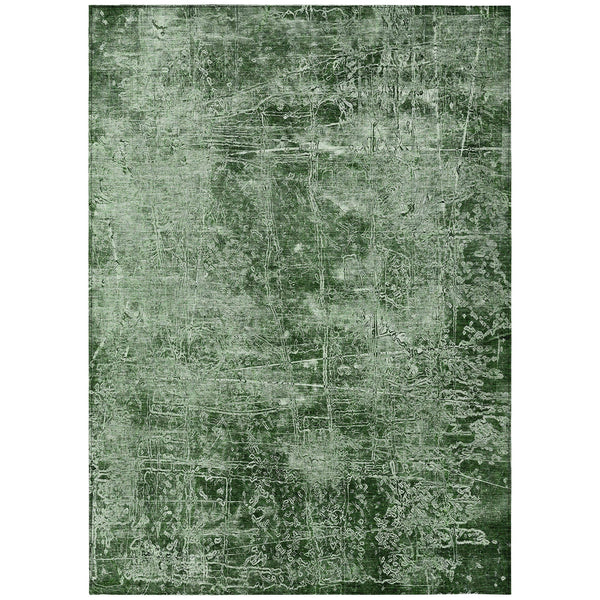 Homeroots 8' X 10' Emerald Abstract Washable Non Skid Indoor Outdoor Area Rug Emerald Polyester 563103