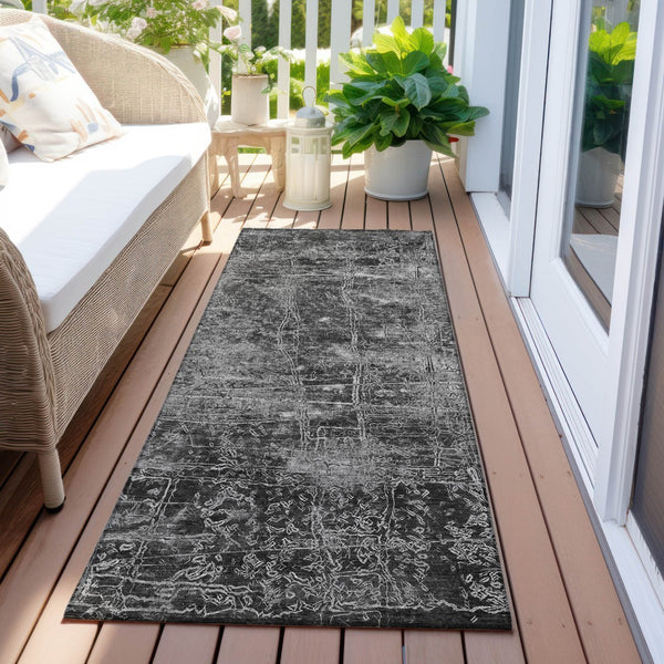 Homeroots 8' Runner Stylish Tan Abstract Washable Non-skid Indoor Outdoor Rug For Kids And Pets’ Safety Gray Polyester 563107