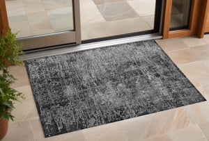 Homeroots 3' X 5' Gray Abstract Washable Non Skid Indoor Outdoor Area Rug Gray Polyester 563109