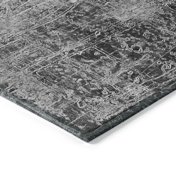 Homeroots 5' X 8' Gray Abstract Washable Non Skid Indoor Outdoor Area Rug Gray Polyester 563110