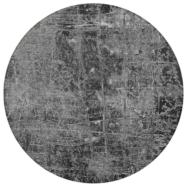 HomeRoots 5' Tan Abstract Area Rug - Washable, Non-Skid, Versatile Design for Indoor & Outdoor Spaces 8' Round 563111