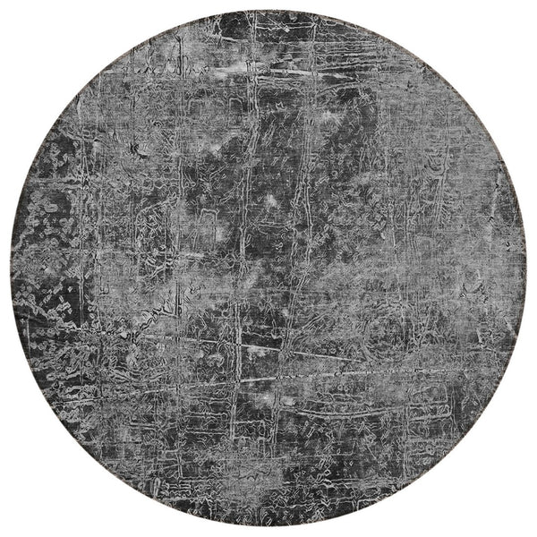 HomeRoots 5' Tan Abstract Area Rug - Washable, Non-Skid, Versatile Design for Indoor & Outdoor Spaces 8' Round 563111