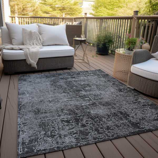 Homeroots 8' X 10' Gray Abstract Washable Non Skid Indoor Outdoor Area Rug Gray Polyester 563112