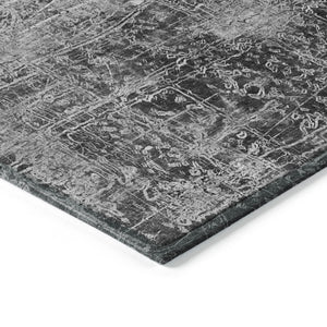 Homeroots 10' X 14' Gray Abstract Washable Non Skid Indoor Outdoor Area Rug Gray Polyester 563114
