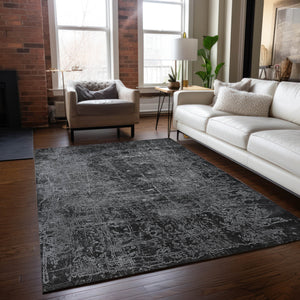 Homeroots 10' X 14' Gray Abstract Washable Non Skid Indoor Outdoor Area Rug Gray Polyester 563114