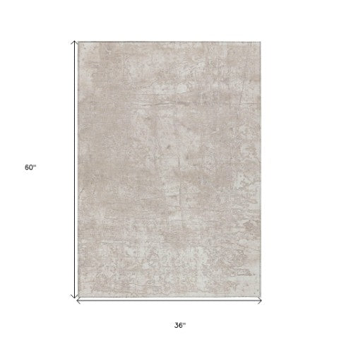 Homeroots 8' Runner Stylish Tan Abstract Washable Non-skid Indoor Outdoor Rug For Kids And Pets’ Safety 3' X 5' Polyester 563118