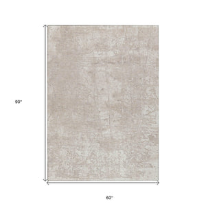Homeroots 5' X 8' Ivory Abstract Washable Non Skid Indoor Outdoor Area Rug Ivory Polyester 563119