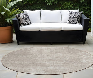 Homeroots 8' Runner Stylish Tan Abstract Washable Non-skid Indoor Outdoor Rug For Kids And Pets’ Safety 8' Round Polyester 563120