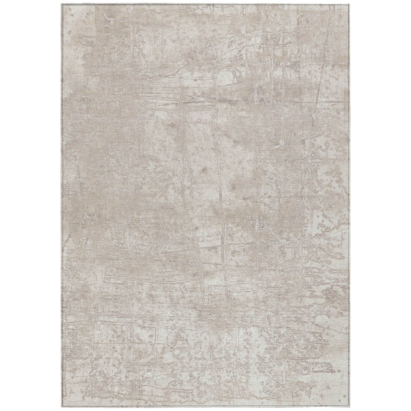 Homeroots 8' X 10' Ivory Abstract Washable Non Skid Indoor Outdoor Area Rug Ivory Polyester 563121