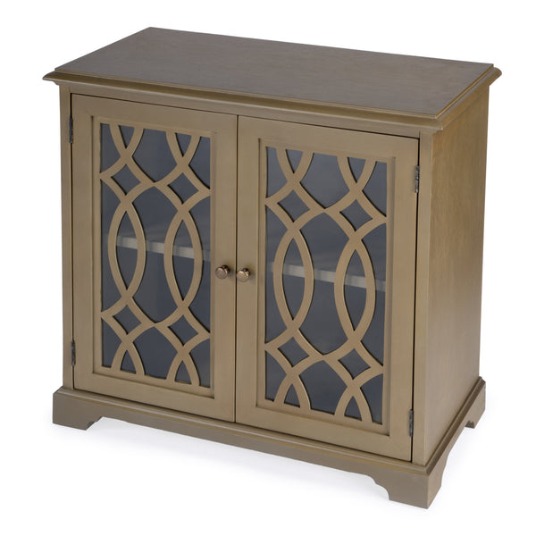 Butler Specialty Lee Farmhouse Style 2 Door Accent Cabinet With Geometric Glass Design And Ample Storage Space For Home Light Brown Bayur Wood,Mdf,Okume Veneer,Glass 5631251-butler