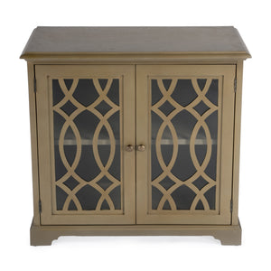 Butler Specialty Lee Farmhouse Style 2 Door Accent Cabinet With Geometric Glass Design And Ample Storage Space For Home Light Brown Bayur Wood,Mdf,Okume Veneer,Glass 5631251-butler