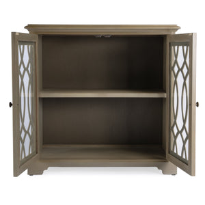 Butler Specialty Lee Farmhouse Style 2 Door Accent Cabinet With Geometric Glass Design And Ample Storage Space For Home Light Brown Bayur Wood,Mdf,Okume Veneer,Glass 5631251-butler