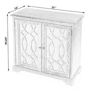 Butler Specialty Lee Farmhouse Style 2 Door Accent Cabinet With Geometric Glass Design And Ample Storage Space For Home Light Brown Bayur Wood,Mdf,Okume Veneer,Glass 5631251-butler