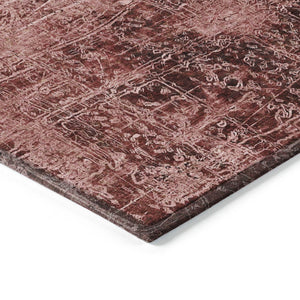Homeroots 8' Runner Stylish Tan Abstract Washable Non-skid Indoor Outdoor Rug For Kids And Pets’ Safety Merlot Polyester 563125