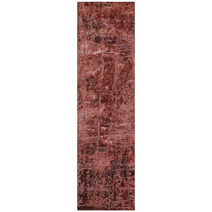 Homeroots 8' Runner Stylish Tan Abstract Washable Non-skid Indoor Outdoor Rug For Kids And Pets’ Safety Merlot Polyester 563125