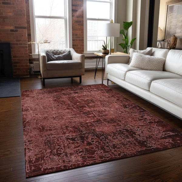Homeroots 3' X 5' Merlot Abstract Washable Non Skid Indoor Outdoor Area Rug Merlot Polyester 563127