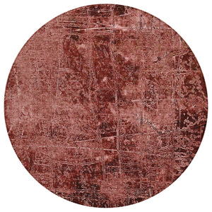 Homeroots 8' Round Merlot Round Abstract Washable Non Skid Indoor Outdoor Area Rug Merlot Polyester 563129