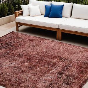 Homeroots 9' X 12' Merlot Abstract Washable Non Skid Indoor Outdoor Area Rug Merlot Polyester 563131