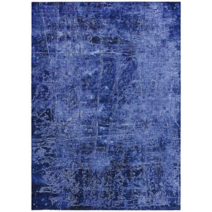 Homeroots 3' X 5' Navy Blue Abstract Washable Non Skid Indoor Outdoor Area Rug Navy Polyester 563136