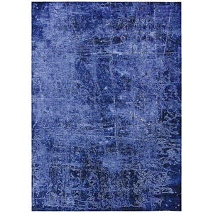 Homeroots 3' X 5' Navy Blue Abstract Washable Non Skid Indoor Outdoor Area Rug Navy Polyester 563136