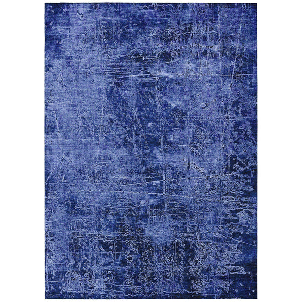 Homeroots 3' X 5' Navy Blue Abstract Washable Non Skid Indoor Outdoor Area Rug Navy Polyester 563136