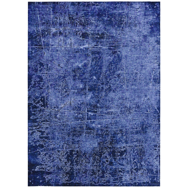 Homeroots 3' X 5' Navy Blue Abstract Washable Non Skid Indoor Outdoor Area Rug Navy Polyester 563136