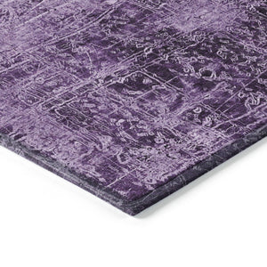 Homeroots 8' Runner Purple Abstract Washable Non Skid Indoor Outdoor Runner Rug Purple Polyester 563143