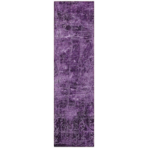 Homeroots 8' Runner Purple Abstract Washable Non Skid Indoor Outdoor Runner Rug Purple Polyester 563143