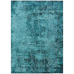Homeroots 5' X 8' Teal Abstract Washable Non Skid Indoor Outdoor Area Rug Teal Polyester 563155