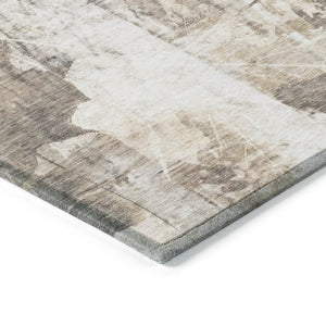HomeRoots 5' Elegant Taupe and Ivory Floral Washable Area Rug for Indoor and Outdoor Use - Non-Skid Design 5' X 8' 563164