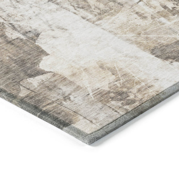 HomeRoots 5' Elegant Taupe and Ivory Floral Washable Area Rug for Indoor and Outdoor Use - Non-Skid Design 5' X 8' 563164