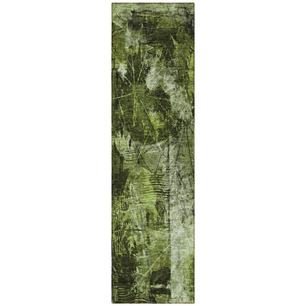 Homeroots 3' Elegant Floral Washable Non-skid Area Rug For Indoor And Outdoor Spaces - Stain Resistant Comfort Green Polyester 563170