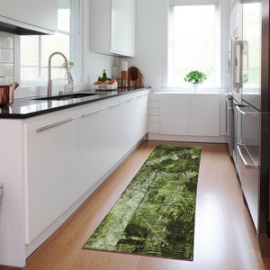 Homeroots 3' Elegant Floral Washable Non-skid Area Rug For Indoor And Outdoor Spaces - Stain Resistant Comfort Green Polyester 563170