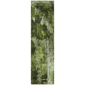 Homeroots 3' Elegant Floral Washable Non-skid Area Rug For Indoor And Outdoor Spaces - Stain Resistant Comfort Green Polyester 563170