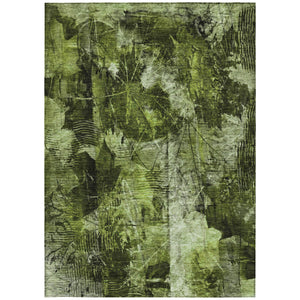 Homeroots 3' X 5' Green Floral Washable Non Skid Indoor Outdoor Area Rug Green Polyester 563172