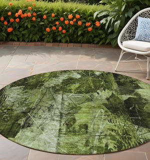 Homeroots 3' Elegant Floral Washable Non-skid Area Rug For Indoor And Outdoor Spaces - Stain Resistant Comfort 8' Round Polyester 563174