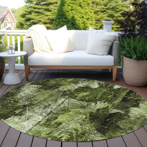 Homeroots 3' Elegant Floral Washable Non-skid Area Rug For Indoor And Outdoor Spaces - Stain Resistant Comfort 8' Round Polyester 563174