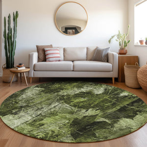 Homeroots 3' Elegant Floral Washable Non-skid Area Rug For Indoor And Outdoor Spaces - Stain Resistant Comfort 8' Round Polyester 563174