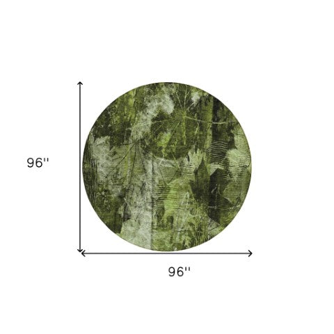 Homeroots 3' Elegant Floral Washable Non-skid Area Rug For Indoor And Outdoor Spaces - Stain Resistant Comfort 8' Round Polyester 563174