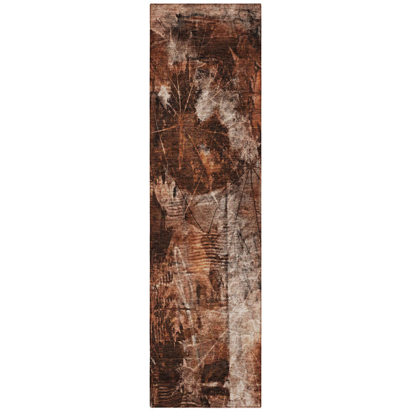 Homeroots 3' Elegant Floral Washable Non-skid Area Rug For Indoor And Outdoor Spaces - Stain Resistant Comfort Paprika Polyester 563188