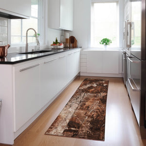 Homeroots 3' Elegant Floral Washable Non-skid Area Rug For Indoor And Outdoor Spaces - Stain Resistant Comfort Paprika Polyester 563188