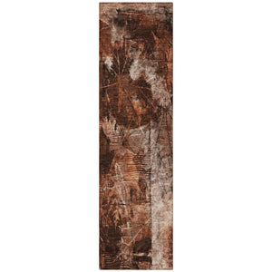 Homeroots 3' Elegant Floral Washable Non-skid Area Rug For Indoor And Outdoor Spaces - Stain Resistant Comfort Paprika Polyester 563188