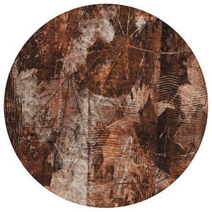 HomeRoots 5' Elegant Taupe and Ivory Floral Washable Area Rug for Indoor and Outdoor Use - Non-Skid Design 8' Round 563192
