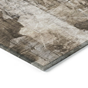 Homeroots 3' X 5' Taupe Floral Washable Non Skid Indoor Outdoor Area Rug Taupe Polyester 563199