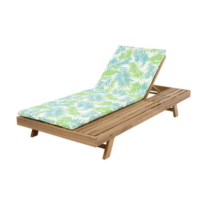English Elm Lounge Chaise Outdoor Acacia Wood Slatted Frame with Water Resistant Cushion Resort Style Green Leaf,Light Brown N770P442L18L